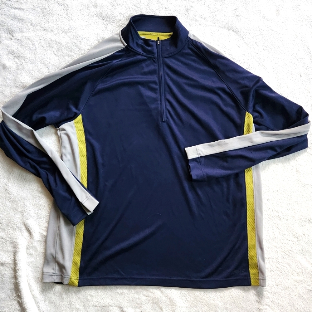 Gap Long Sleeved Pullover in Navy, Grey and Lime
